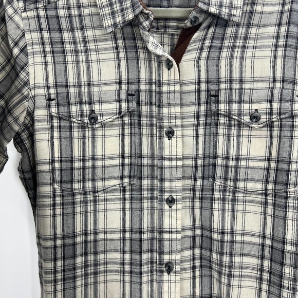 Kavu Jurnee Flannel Plaid Shirt Dress Elbow Patches Button Up Long Sleeve Small - Picture 8 of 9